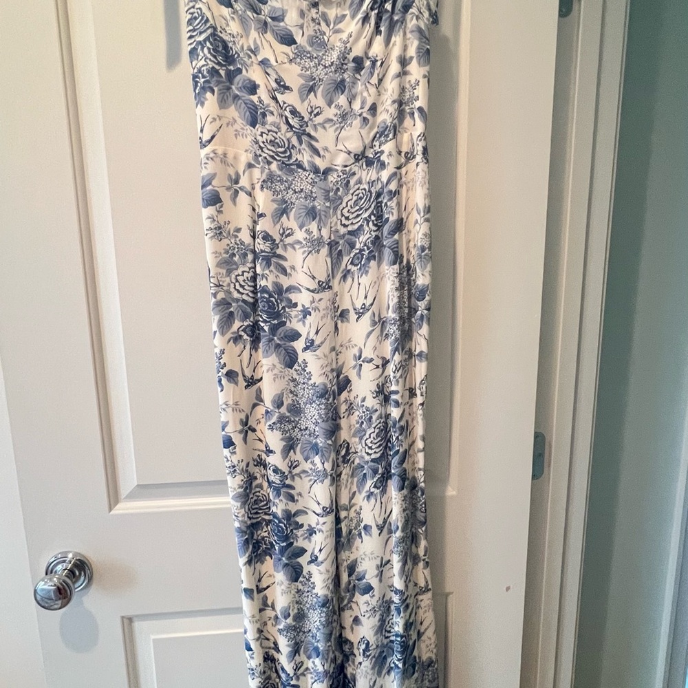 Floral Blue and cream jumpsuit Toile print